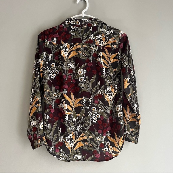 LOFT Petite XXS Button Up Blouse Office Work Business Top Floral Long Sleeve - Picture 6 of 9